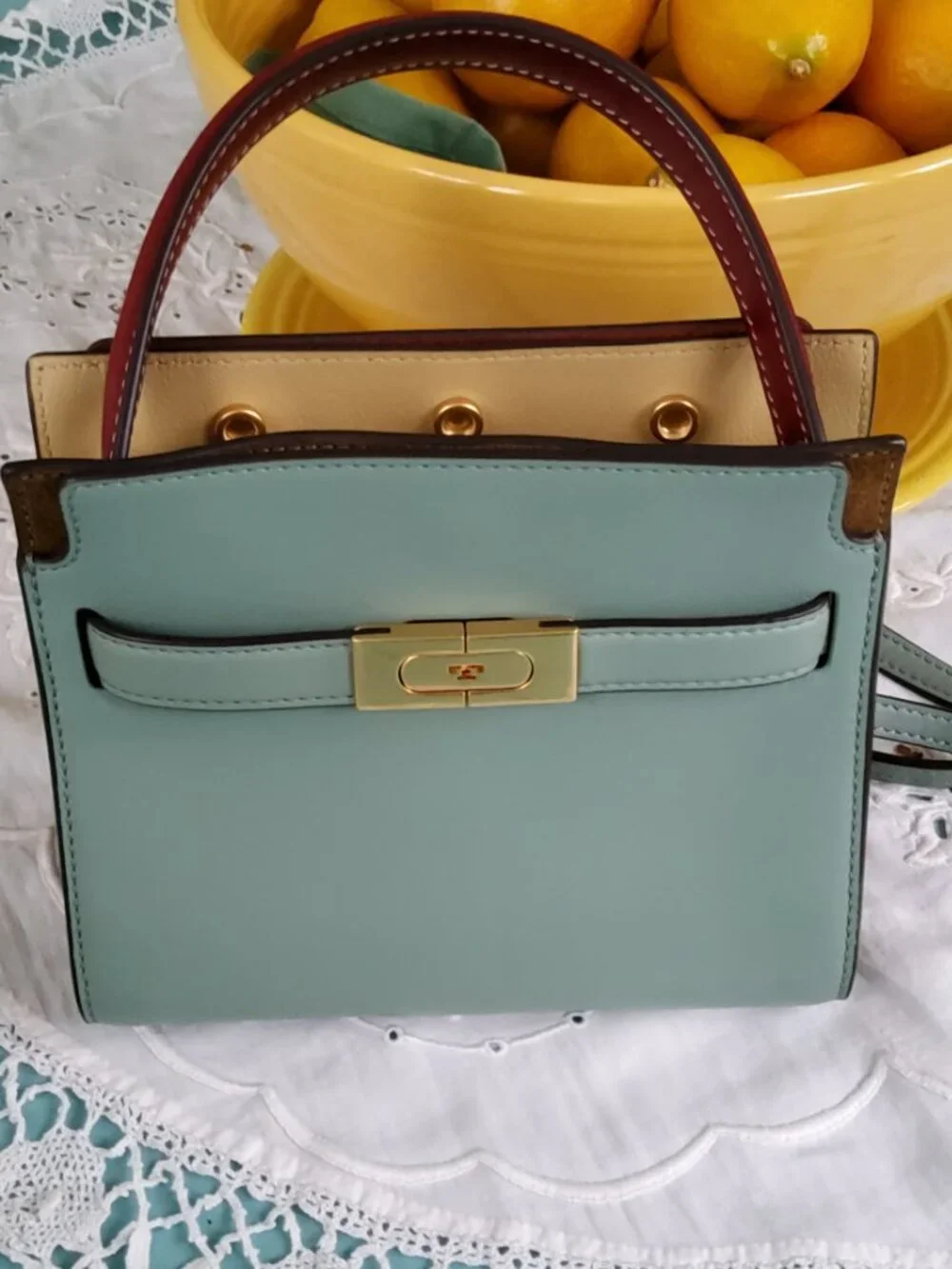 Tory Burch Lee Radziwill Petite Double Bag in Rivulet Like New